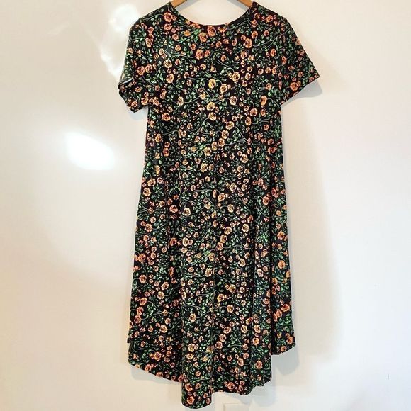 🎃LULAROE Fall Rose Vine Pumpkin Pattern T-Shirt Dress Hi-Low Women’s Medium [M] - Picture 4 of 7